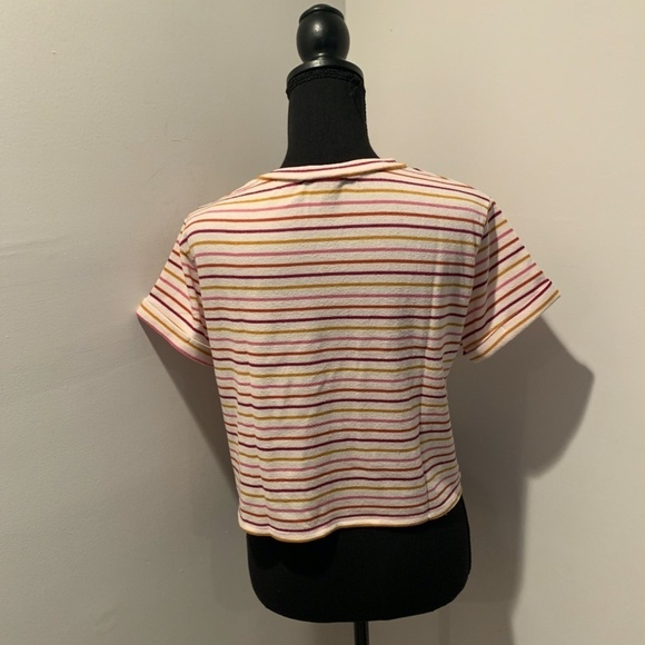 Lush Notch Cropped Tee Rainbow Stripe Medium NEW - Picture 3 of 7